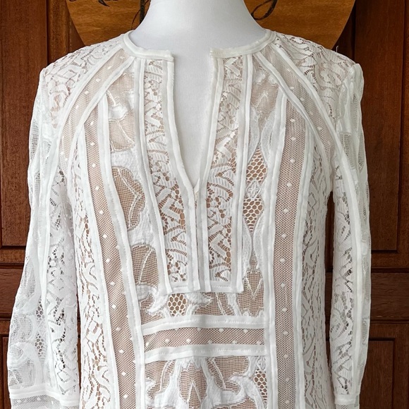White Lace Dress with Sheer Details - Picture 3 of 7